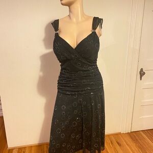 Studio 1940 Black Sequin Ruched Midi Dress